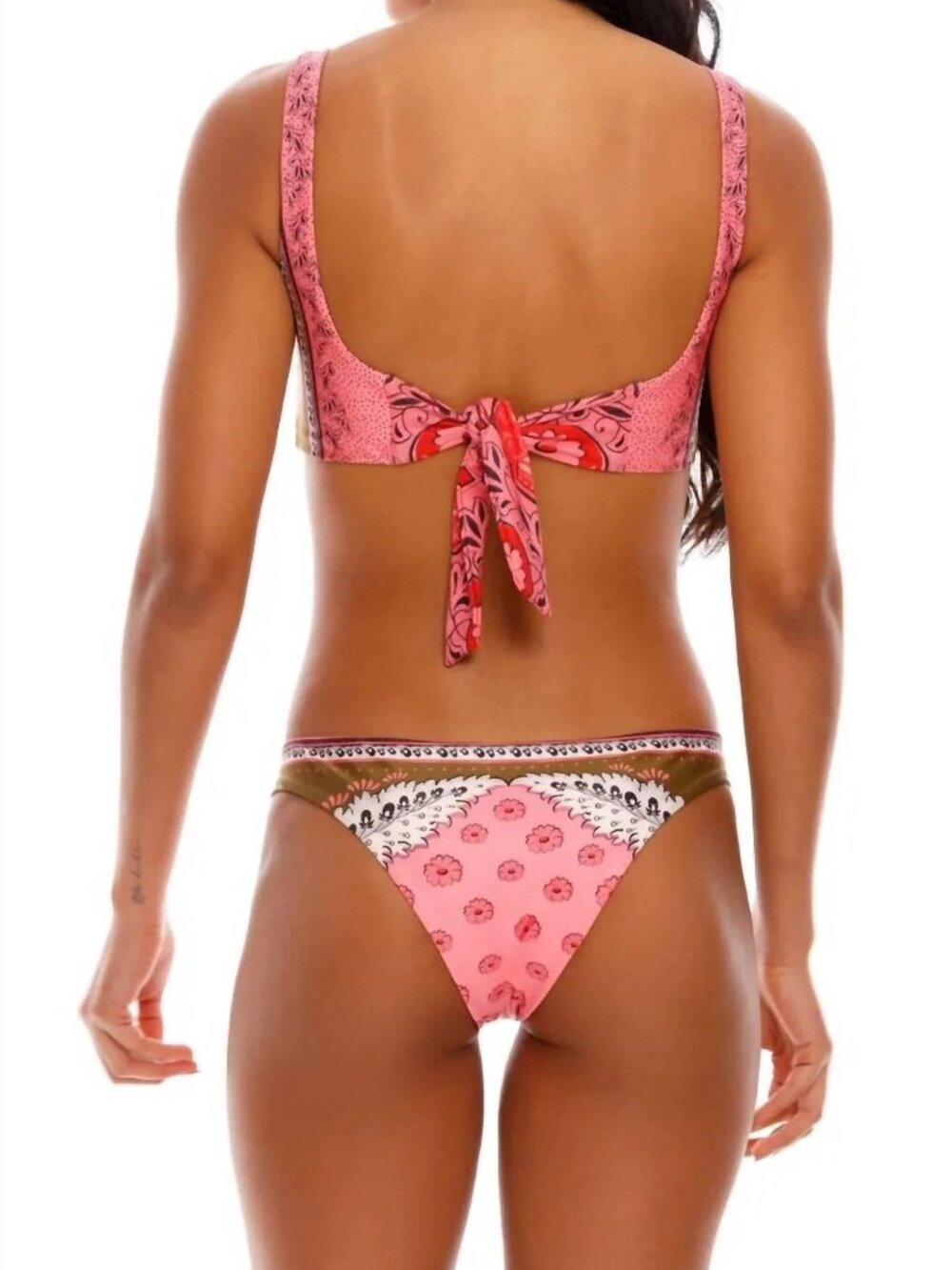 Agua Bendita Polly Bikini Bottom in Pink Paisley - L